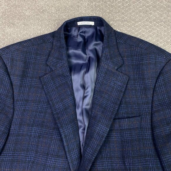 Peter Millar Windowpane Blazer Sport Coat Men's 42R Fit 42S Blue Soft Wool Plaid - Picture 2 of 16